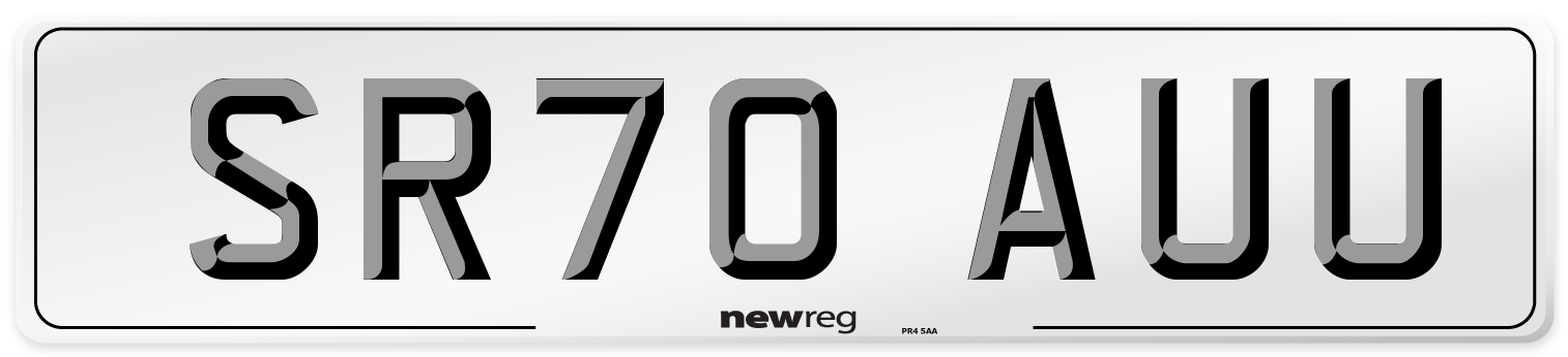 SR70 AUU Front Number Plate