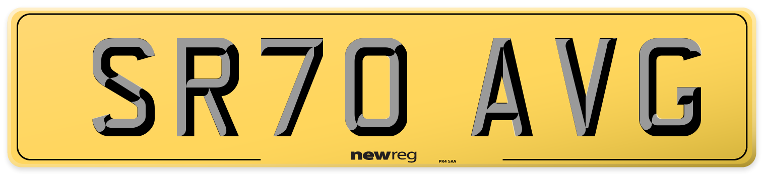 SR70 AVG Rear Number Plate