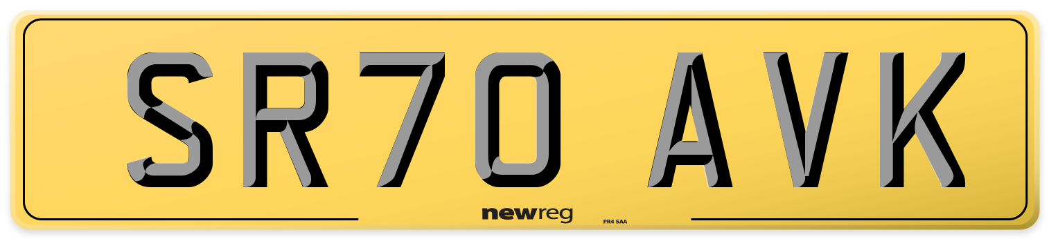 SR70 AVK Rear Number Plate
