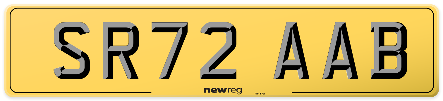 SR72 AAB Rear Number Plate