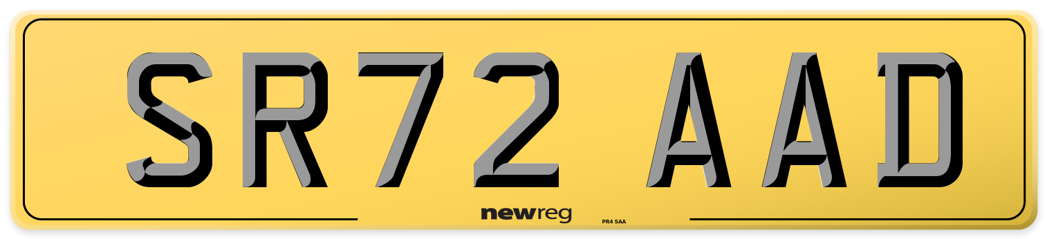 SR72 AAD Rear Number Plate