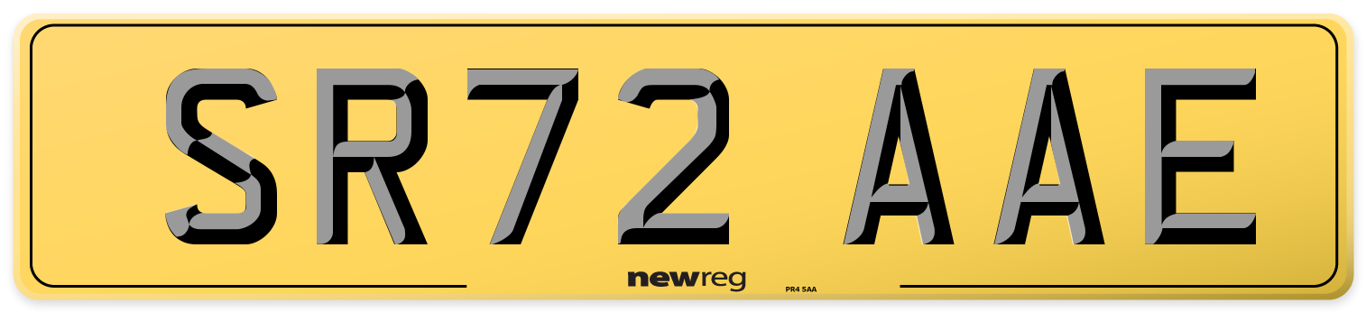 SR72 AAE Rear Number Plate