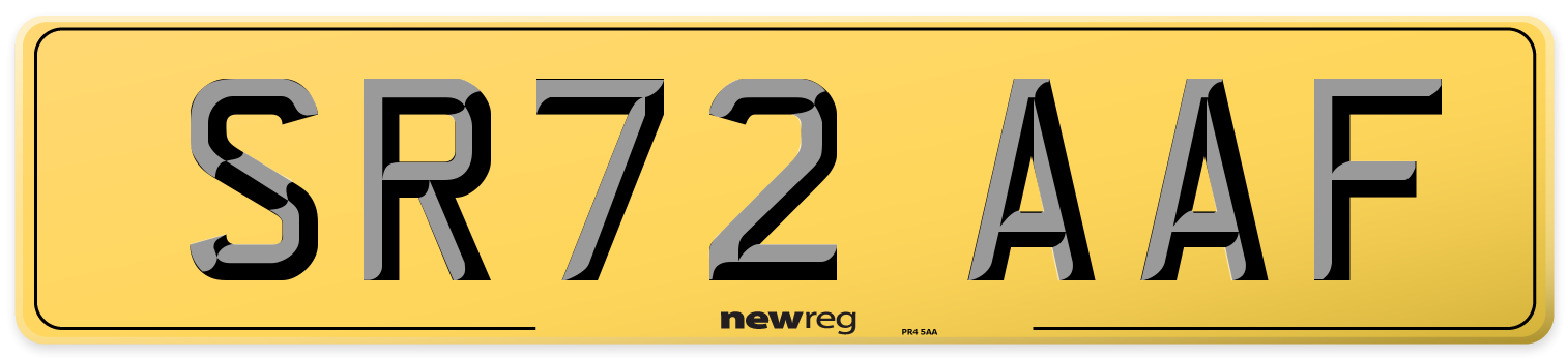 SR72 AAF Rear Number Plate