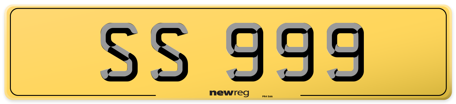 SS 999 Rear Number Plate