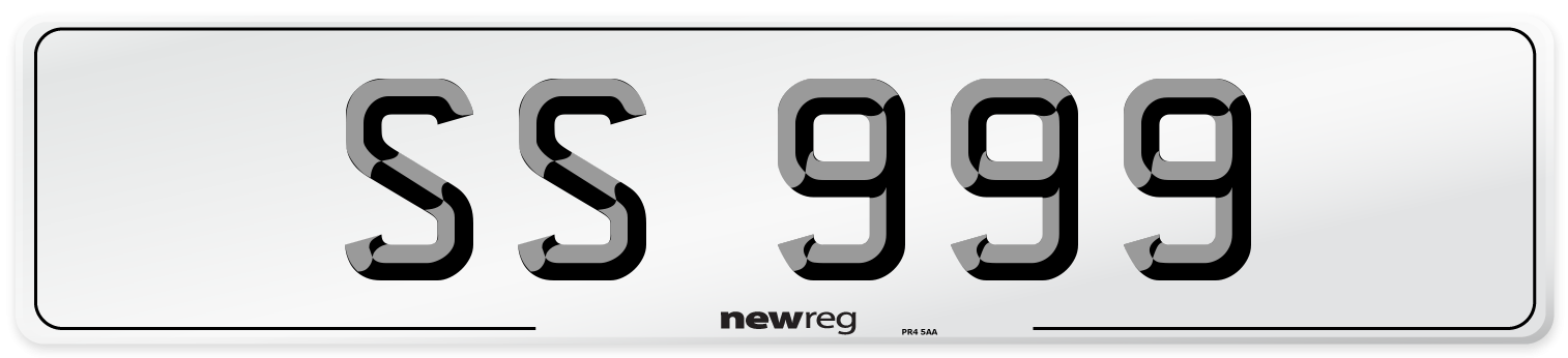 SS 999 Front Number Plate