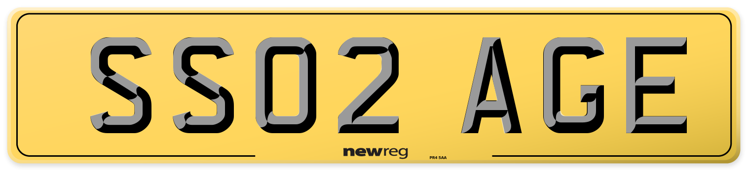 SS02 AGE Rear Number Plate
