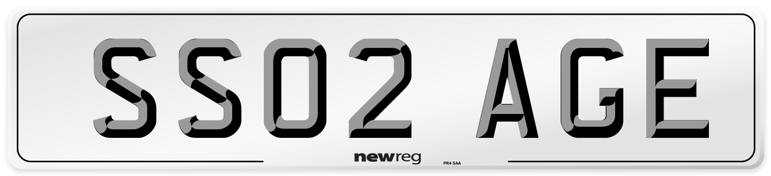 SS02 AGE Front Number Plate
