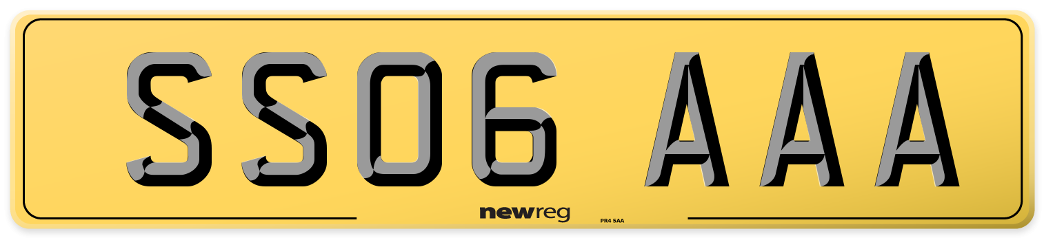 SS06 AAA Rear Number Plate