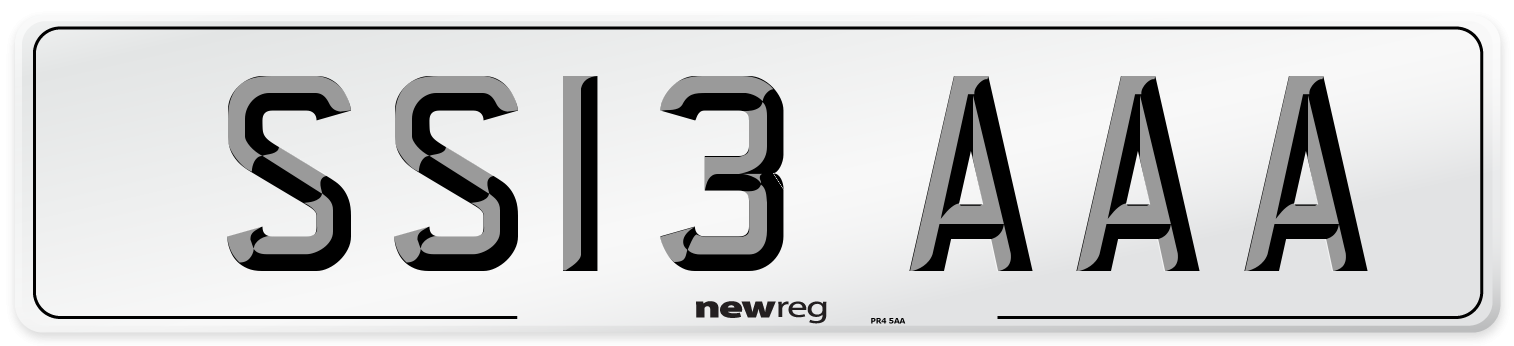 SS13 AAA Front Number Plate
