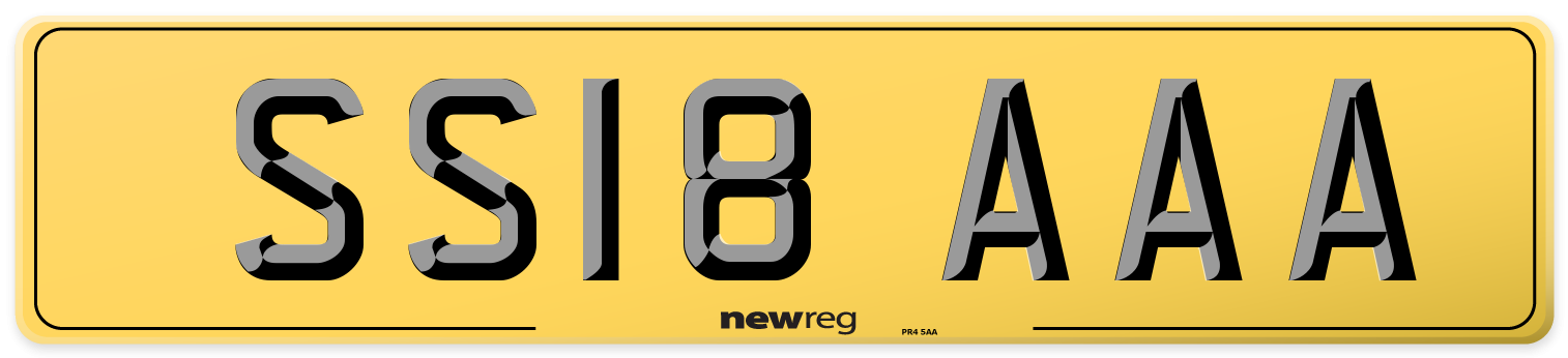 SS18 AAA Rear Number Plate