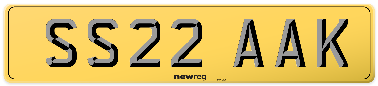 SS22 AAK Rear Number Plate