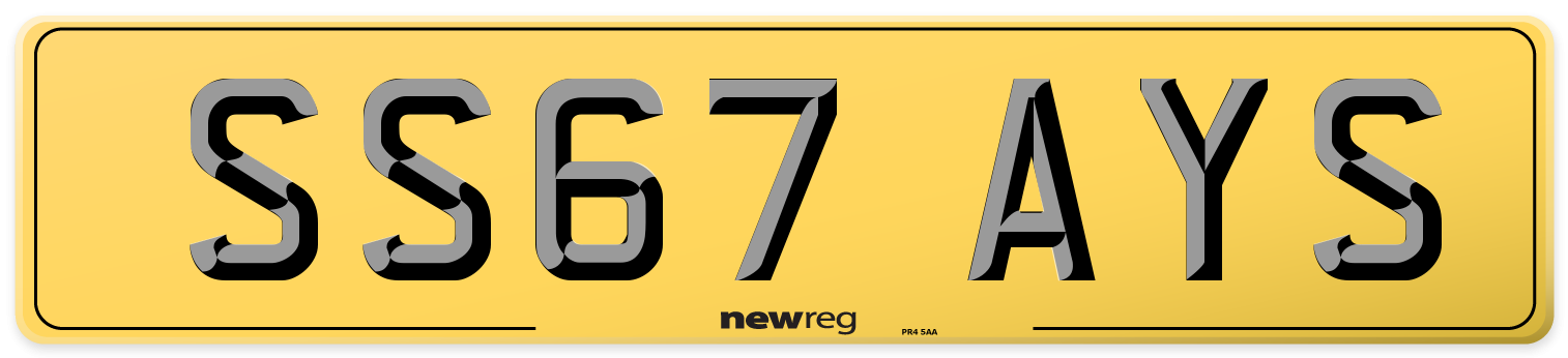 SS67 AYS Rear Number Plate