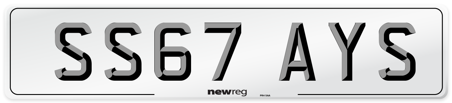 SS67 AYS Front Number Plate