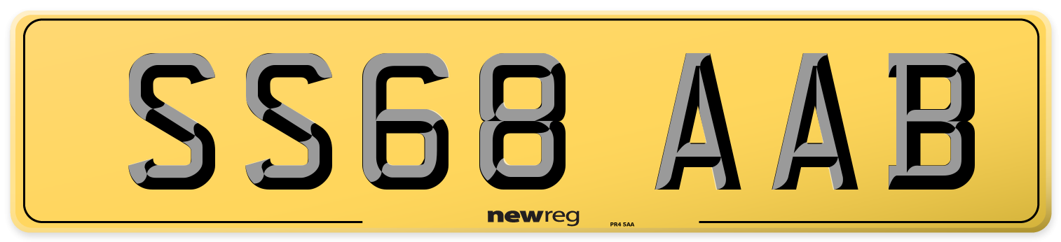 SS68 AAB Rear Number Plate
