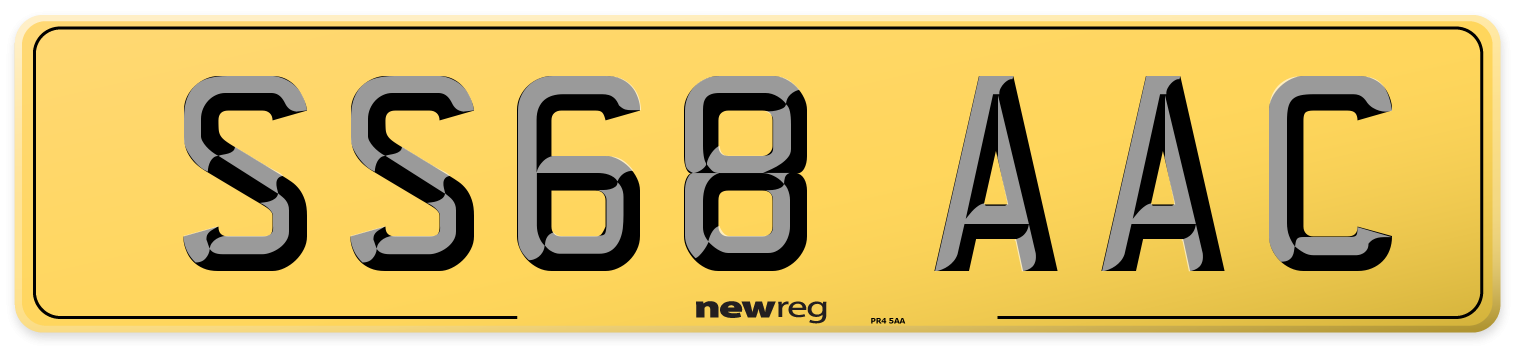 SS68 AAC Rear Number Plate