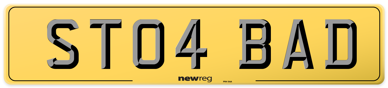 ST04 BAD Rear Number Plate