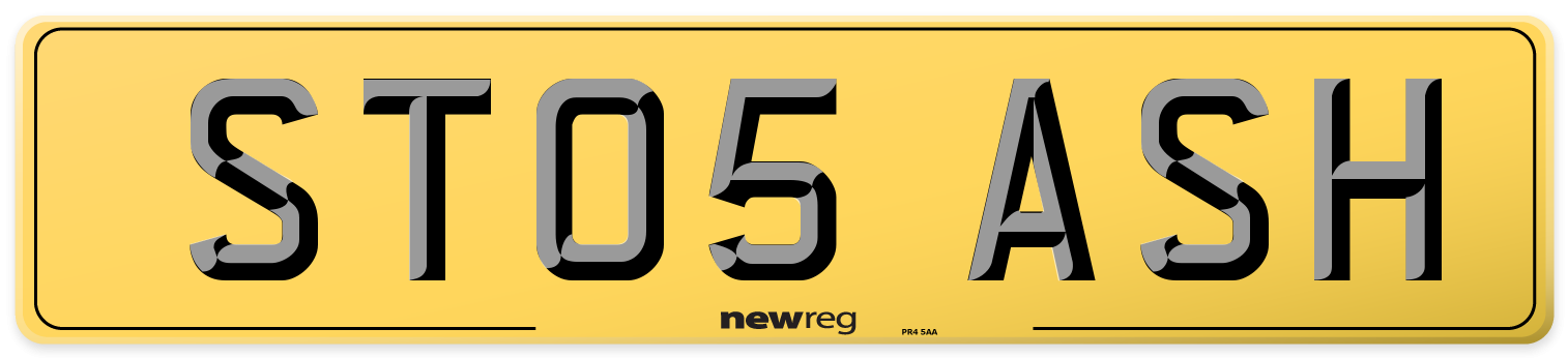 ST05 ASH Rear Number Plate