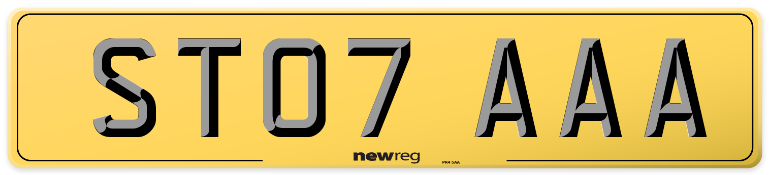 ST07 AAA Rear Number Plate