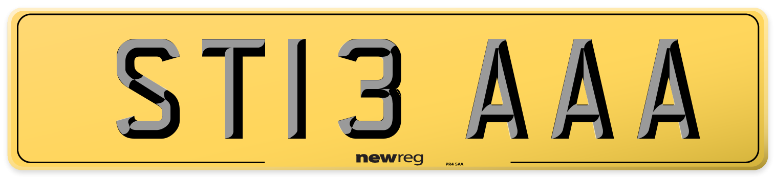 ST13 AAA Rear Number Plate