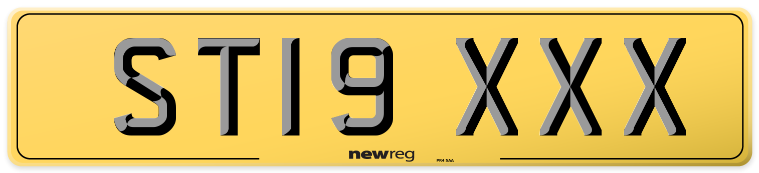 ST19 XXX Rear Number Plate