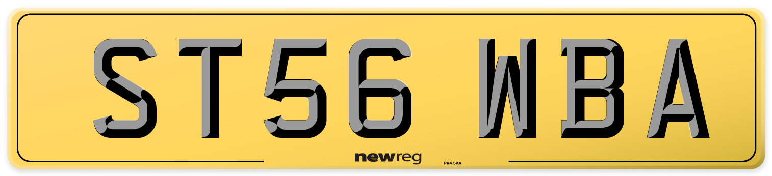 ST56 WBA Rear Number Plate