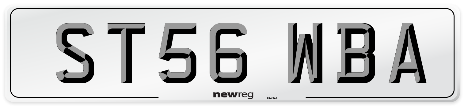 ST56 WBA Front Number Plate