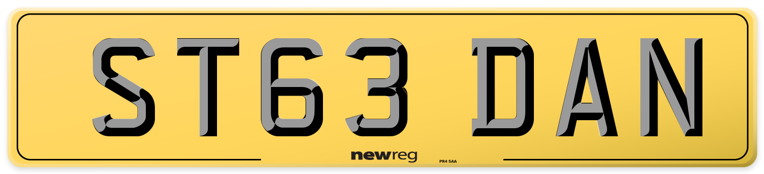 ST63 DAN Rear Number Plate