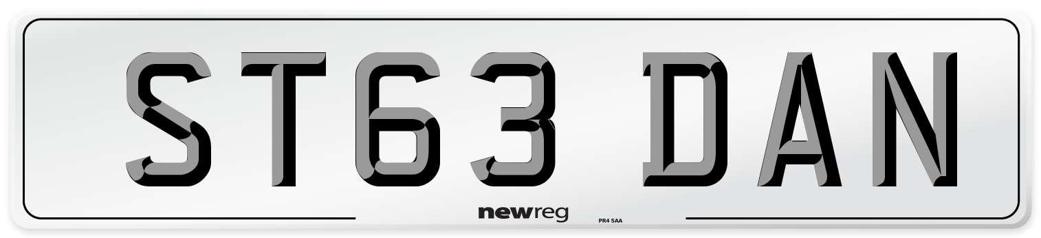 ST63 DAN Front Number Plate