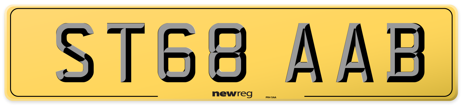 ST68 AAB Rear Number Plate