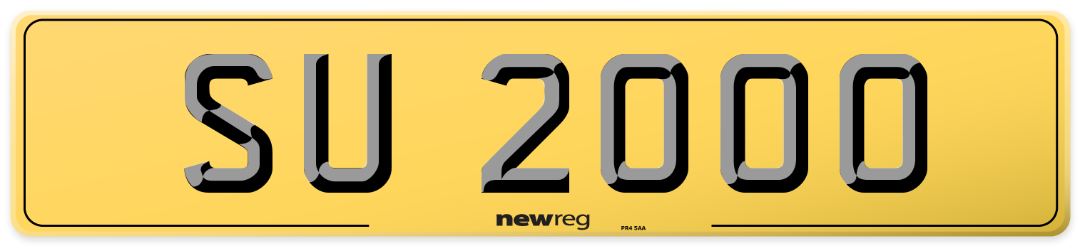 SU 2000 Rear Number Plate