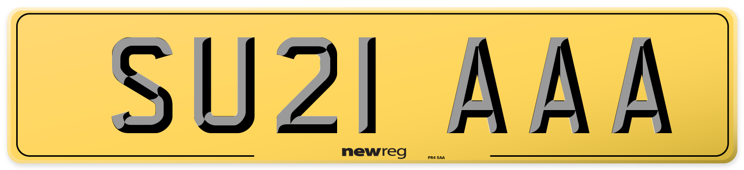 SU21 AAA Rear Number Plate