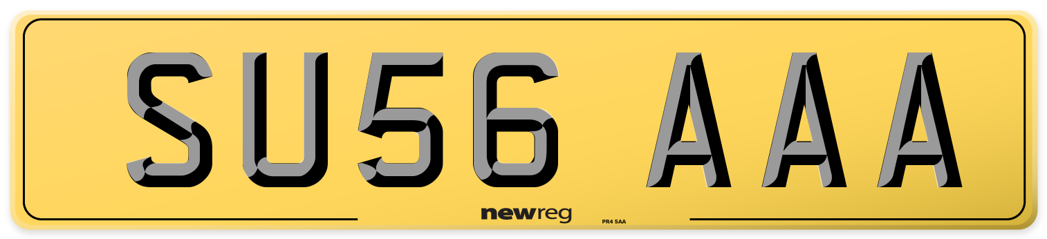 SU56 AAA Rear Number Plate