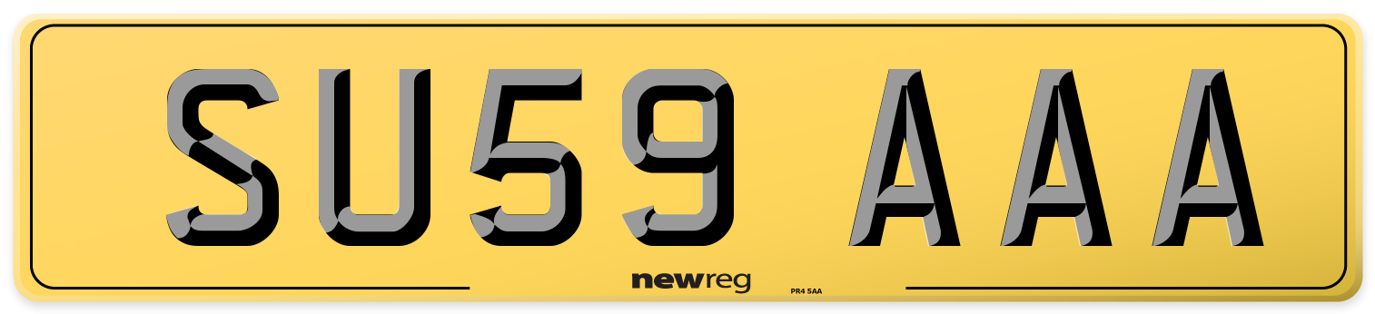 SU59 AAA Rear Number Plate