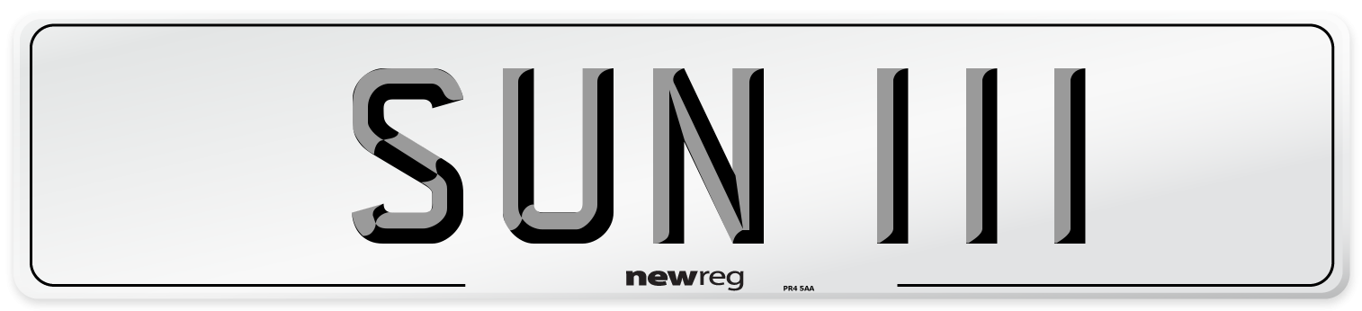 SUN 111 Front Number Plate