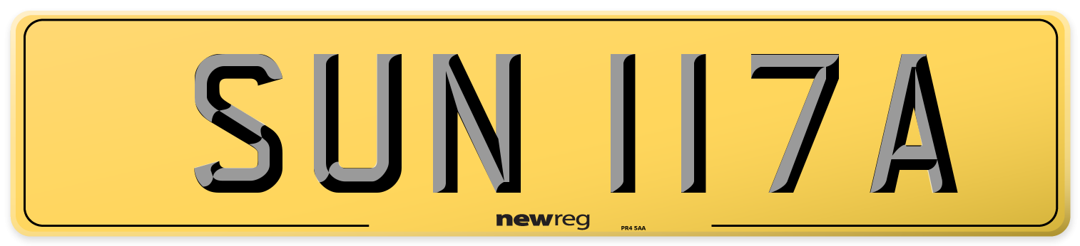 SUN 117A Rear Number Plate