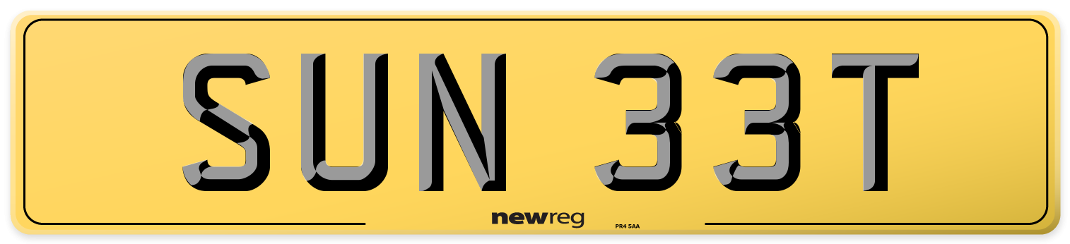 SUN 33T Rear Number Plate