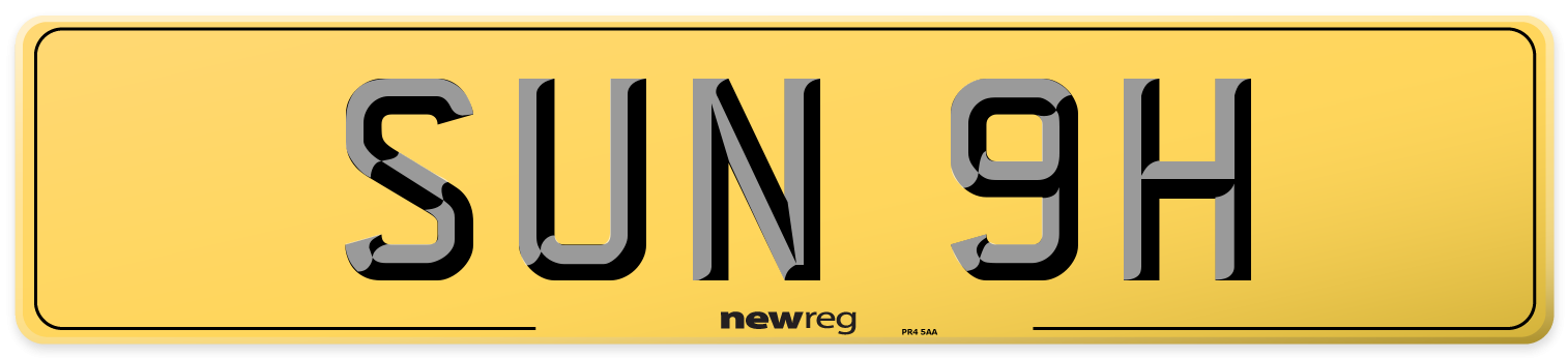 SUN 9H Rear Number Plate