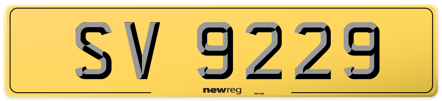 SV 9229 Rear Number Plate