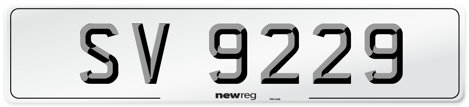 SV 9229 Front Number Plate