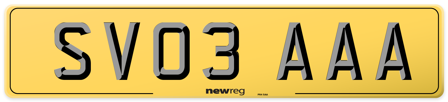 SV03 AAA Rear Number Plate