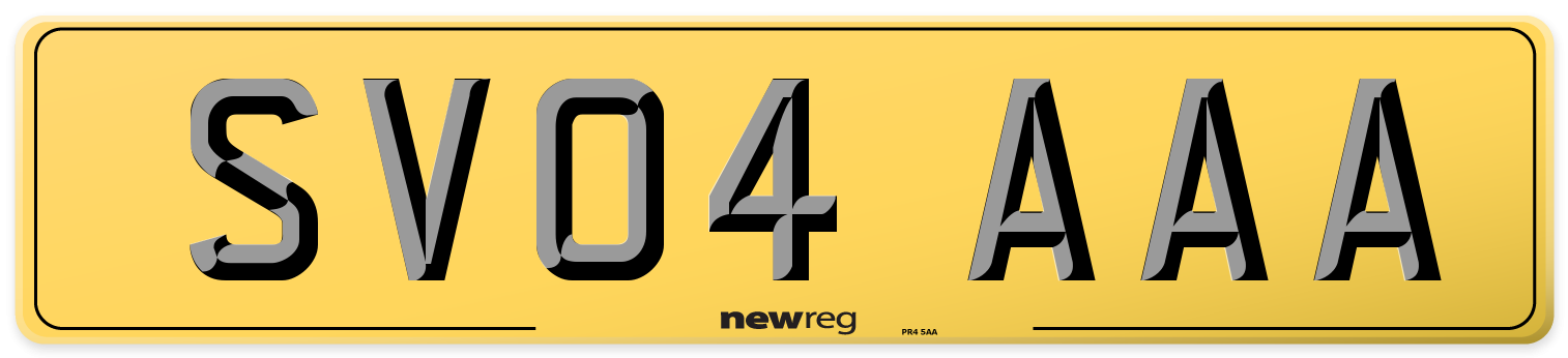 SV04 AAA Rear Number Plate