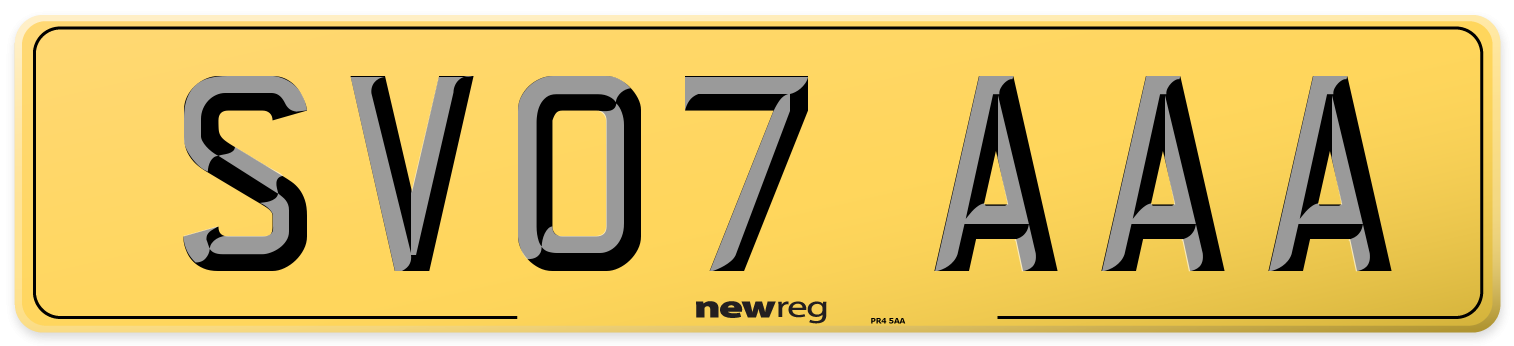 SV07 AAA Rear Number Plate