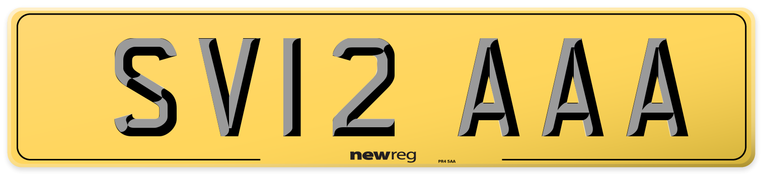 SV12 AAA Rear Number Plate