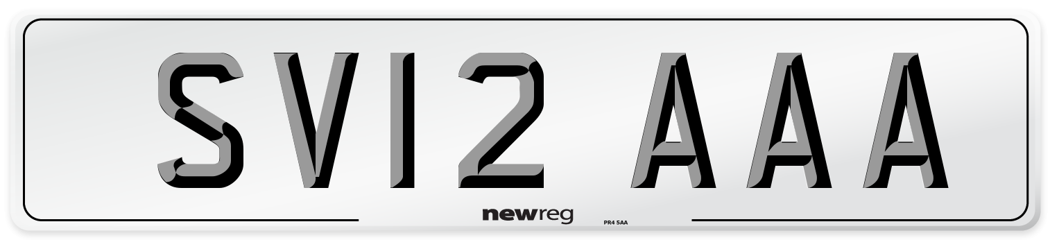 SV12 AAA Front Number Plate