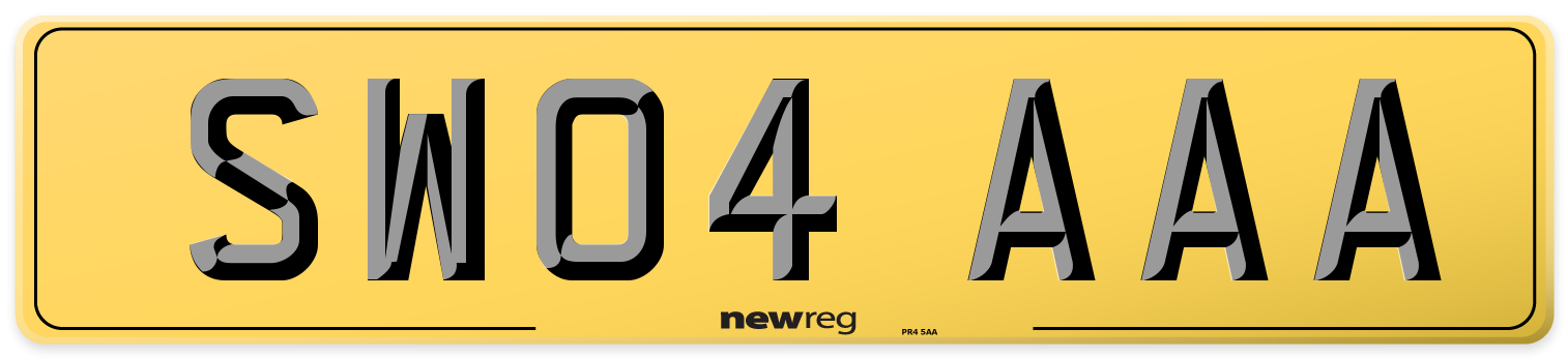 SW04 AAA Rear Number Plate