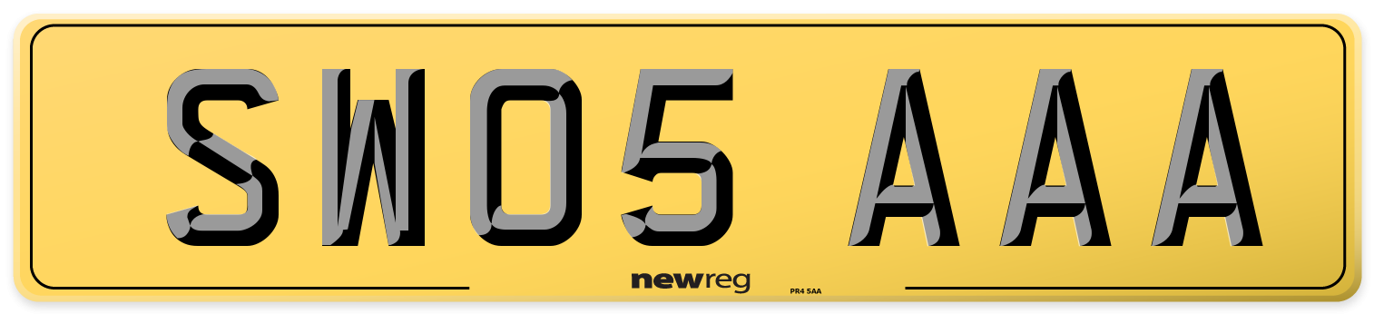 SW05 AAA Rear Number Plate