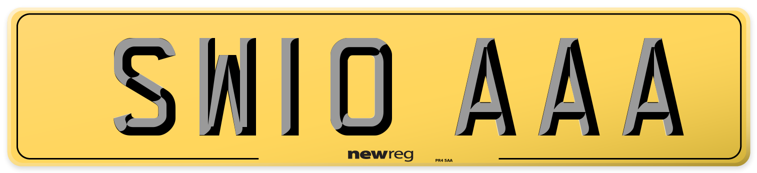 SW10 AAA Rear Number Plate