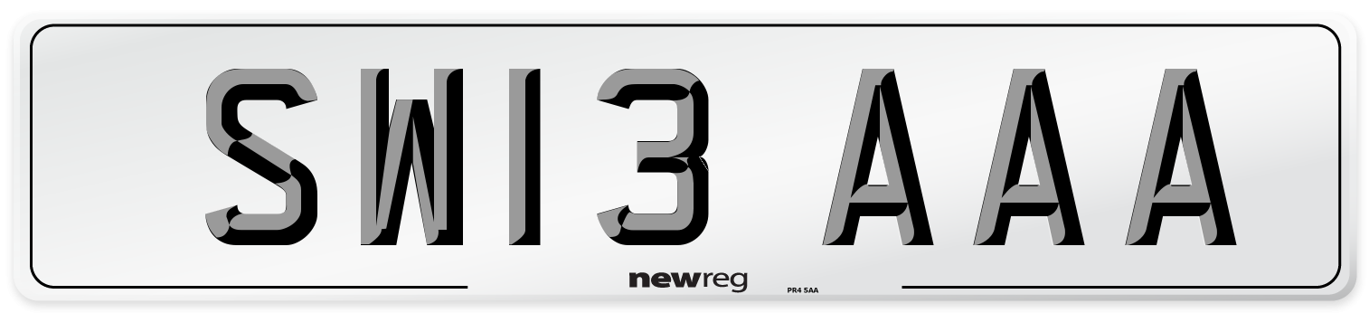 SW13 AAA Front Number Plate