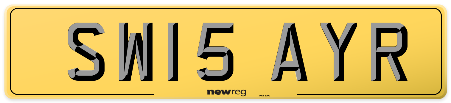 SW15 AYR Rear Number Plate
