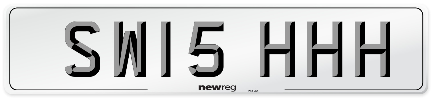 SW15 HHH Front Number Plate